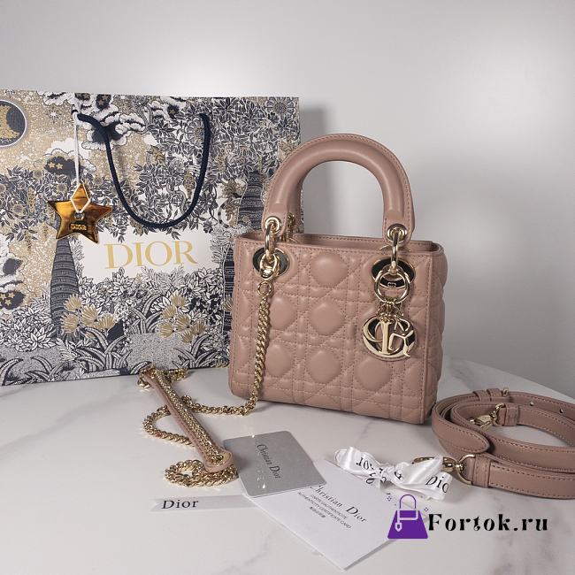 Fortok Dior Lady Mini Bag Pink 17cm - 1