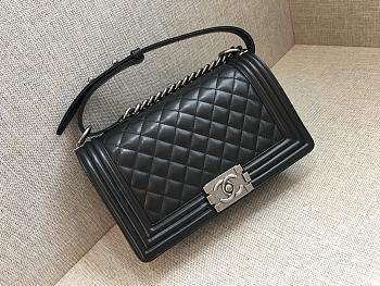 Fortok Chanel Leboy Lambskin Bag Black 25cm