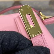 Fortok Hermes Kelly Mini Calfskin Bag Pink 19x5.5x12.5cm - 5