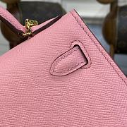 Fortok Hermes Kelly Mini Calfskin Bag Pink 19x5.5x12.5cm - 2