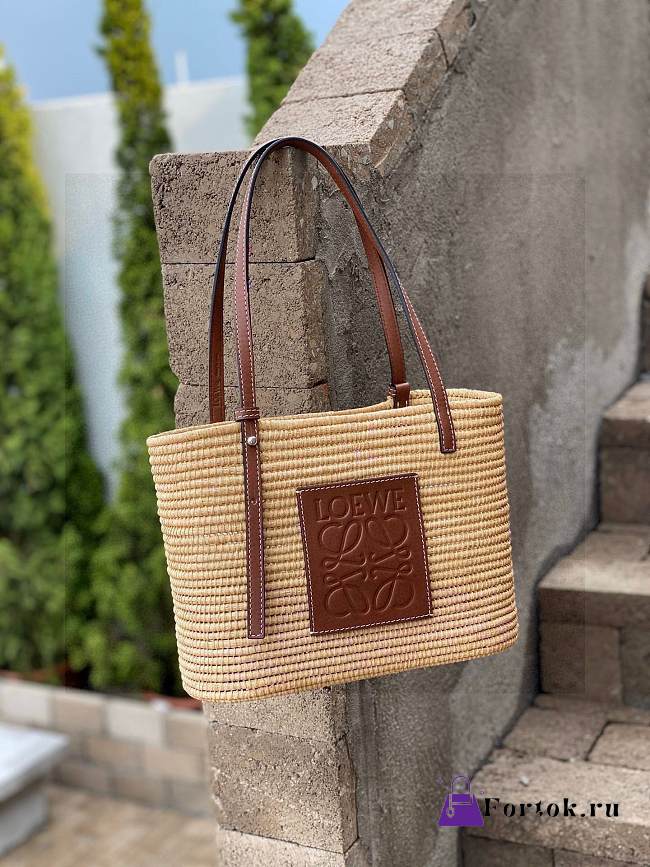 Fortok Loewe x Paula's Ibiza Square Raffia Basket Tote Bag - 1