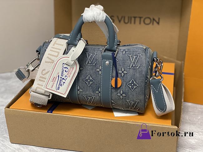 Fortok Louis Vuitton Keepall Bandoulière 25 Bag Denim M22762 25x15x11cm - 1