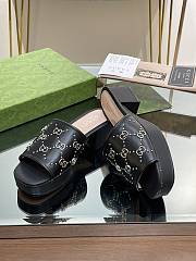 Fortok Gucci 2023 GG Stud Platform Sandals Black - 2