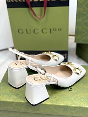 Fortok Gucci Mid-Heel Slingback With Horsebit White - 2