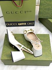 Fortok Gucci Mid-Heel Slingback With Horsebit White - 5