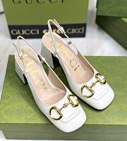 Fortok Gucci Mid-Heel Slingback With Horsebit White - 1