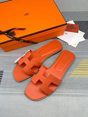 Fortok Hermes Empson Leather Orange Sandals - 5