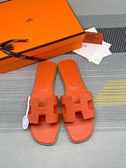 Fortok Hermes Empson Leather Orange Sandals - 4
