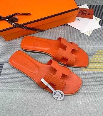 Fortok Hermes Empson Leather Orange Sandals