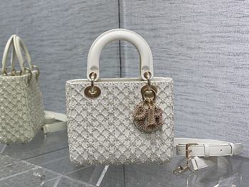 Fortok Dior Lady Diana Bead Bag White 20cm