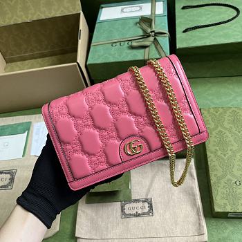 Fortok Gucci GG Matelassé Chain Wallet Pink 20x12.5x4cm