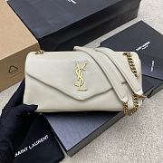 Fortok Saint Laurent Calypso Monogram Shoulder Bag White 26×14×7cm - 1