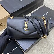 Fortok Saint Laurent Calypso Monogram Shoulder Bag Black 26×14×7cm - 1