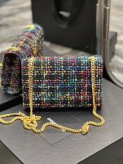 Fortok Saint Laurent Kate Multicolored Tweed Crossbody Bag 20x13.5x5.5cm - 2