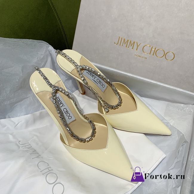 Fortok Jimmy Choo Diamond Chain High Heels White - 1