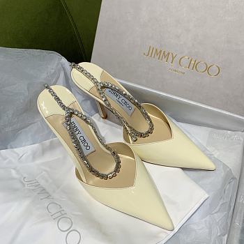 Fortok Jimmy Choo Diamond Chain High Heels White