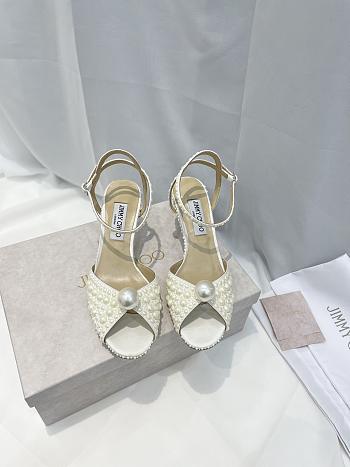 Fortok Jimmy Choo White Sacaria Faux-pearl Embellished Sandals