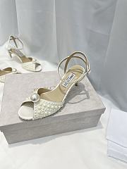 Fortok Jimmy Choo White Sacaria Faux-pearl Embellished Sandals - 6