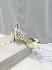 Fortok Jimmy Choo White Sacaria Faux-pearl Embellished Sandals - 5