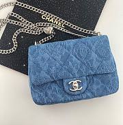Fortok Chanel Mini Sweetheart Crush Flap Blue Camellia Denim Silver Hardware - 1