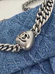Fortok Chanel Mini Sweetheart Crush Flap Blue Camellia Denim Silver Hardware - 5