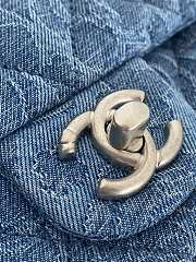 Fortok Chanel Mini Sweetheart Crush Flap Blue Camellia Denim Silver Hardware - 4