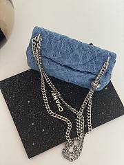 Fortok Chanel Mini Sweetheart Crush Flap Blue Camellia Denim Silver Hardware - 6