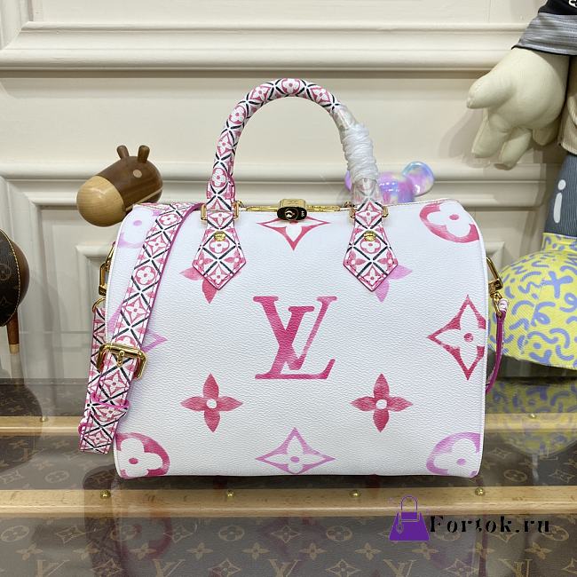 Fortok Louis Vuitton Speedy Bandoulière 25 Bag Pink & White M23073 - 1