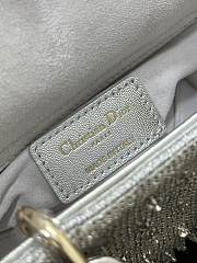 Fortok Dior Lady D-Joy Micro Bag Silver-Tone Satin with Bead 16x9x5cm - 5