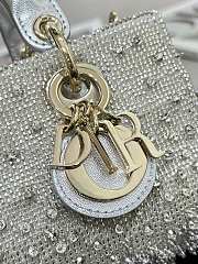 Fortok Dior Lady D-Joy Micro Bag Silver-Tone Satin with Bead 16x9x5cm - 2