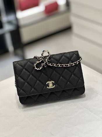 Fortok Chanel 23S Woc Bow Chain Shoulder Bag Black 19x3x12cm