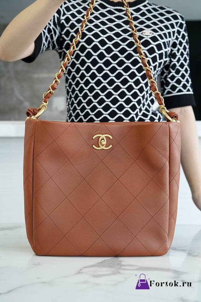 Fortok Chanel 23A Hobo Hippie Bag Caramel 26x25x7.5cm - 1