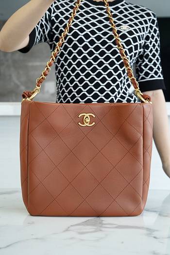 Fortok Chanel 23A Hobo Hippie Bag Caramel 26x25x7.5cm