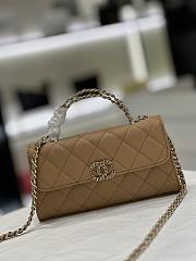 Fortok Chanel 23P Handle Kelly Bag Caramel Silver Hardware 18x10x4.5cm - 1