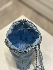 Fortok Chanel 22 Handbag Blue Silver Hardware 20x19x6cm - 6
