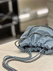 Fortok Chanel 22 Handbag Blue Silver Hardware 20x19x6cm - 5