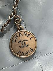 Fortok Chanel 22 Handbag Blue Silver Hardware 20x19x6cm - 2