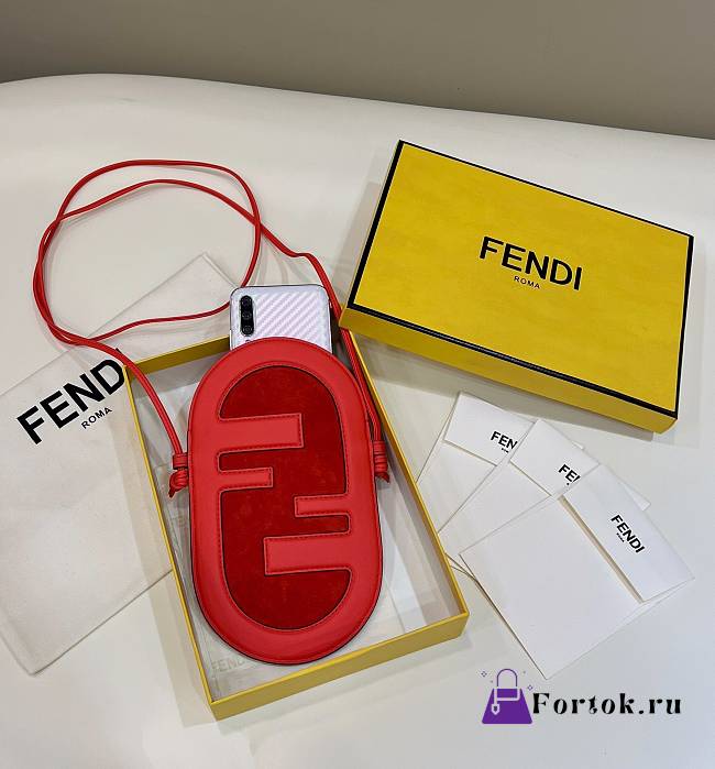 Fortok Fendi O’Lock Phone Pouch Red 22×1×13.5cm - 1