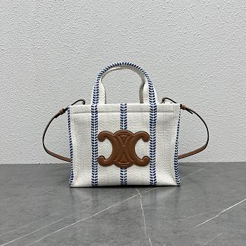 Fortok Celine Cabas Thais In Striped Textile and Calfskin 26×19×13cm