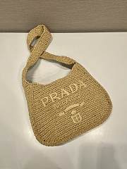 Fortok Prada Natural Logo-Embossed Raffia Shoulder Bag 30x24x4.5cm - 1