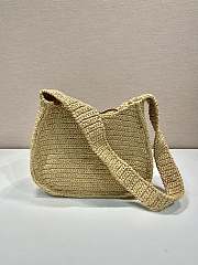 Fortok Prada Natural Logo-Embossed Raffia Shoulder Bag 30x24x4.5cm - 5