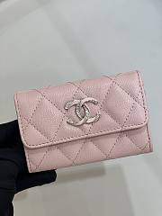 Fortok Chanel 23S Card Holder Pink Diamond Buckle 11x8.5x3cm - 1