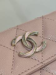 Fortok Chanel 23S Card Holder Pink Diamond Buckle 11x8.5x3cm - 5