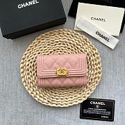 Fortok Chanel Leboy Small Card Holder Wallet Pink 11x8.5x3cm - 1