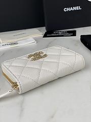 Fortok Chanel Caviar Quilted Zipper Wallet White 11x7.5cm - 6