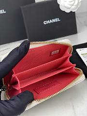 Fortok Chanel Caviar Quilted Zipper Wallet White 11x7.5cm - 4