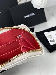 Fortok Chanel Caviar Quilted Zipper Wallet White 11x7.5cm - 3