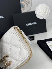 Fortok Chanel Caviar Quilted Zipper Wallet White 11x7.5cm - 2