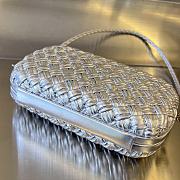 Fortok Bottega Veneta Knot Mini Shoulder Bag Silver Metallic Leather 20x12x5.5cm - 4