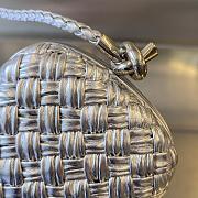 Fortok Bottega Veneta Knot Mini Shoulder Bag Silver Metallic Leather 20x12x5.5cm - 2